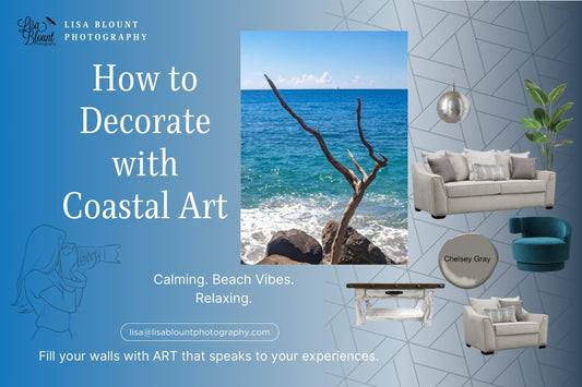 How to decorate with coastal art and create beach vibes in your home that you can enjoy year-round. Using large art from st Lucia beaches, Nairn beach in Scotland or many other botanical or nature themed art to create a paradise in your space.