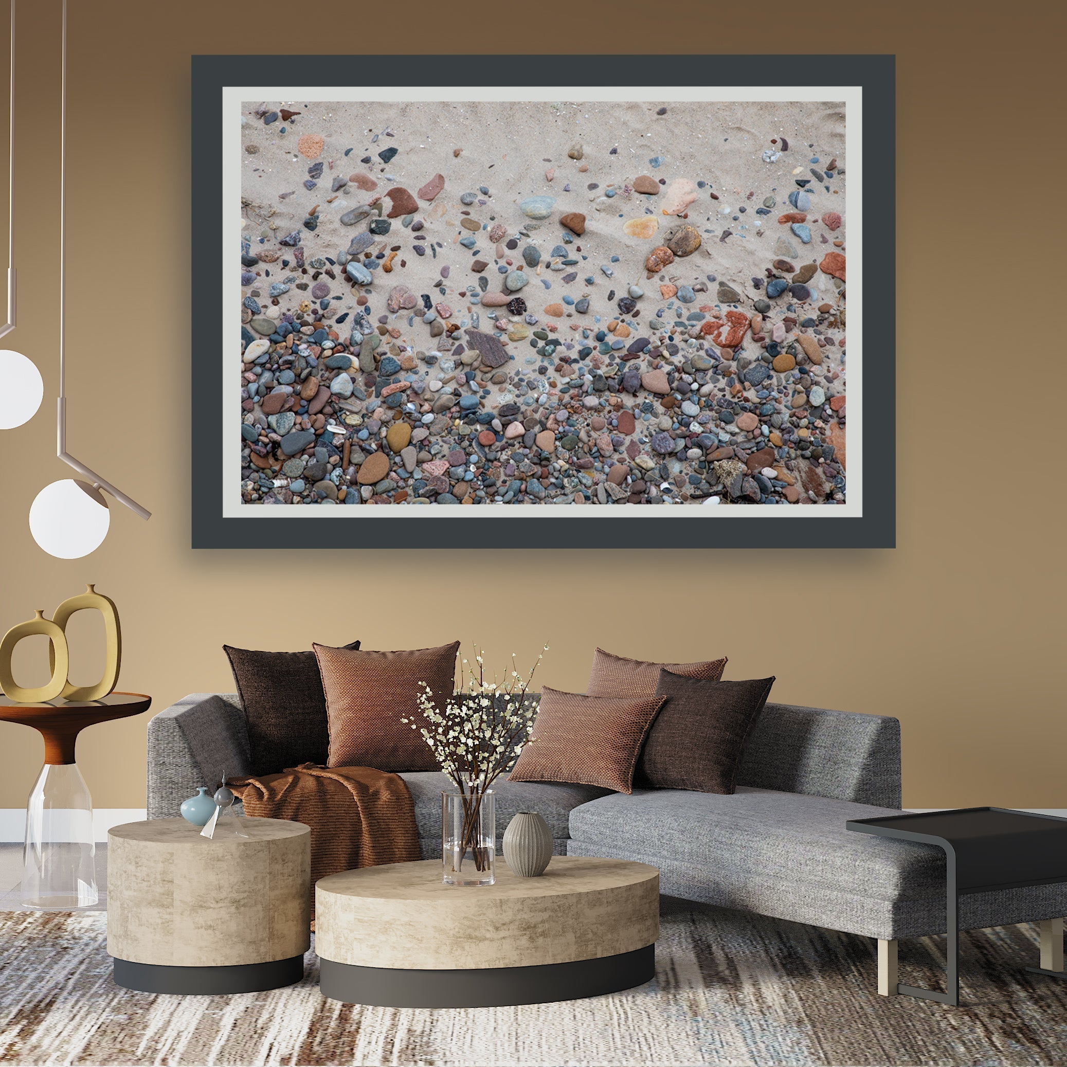Abstract nature art featuring nairn beach colorful rocks from scotland