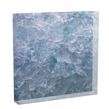 6x6 square acrylic block of Spencer Glacier ice floating in the lake unbelievable close detail of the ice