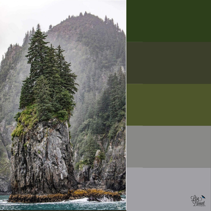 Green Color Palette Kenai Fjords trees Resurrection Bay Alaska Large fine art photography Lisa Blount