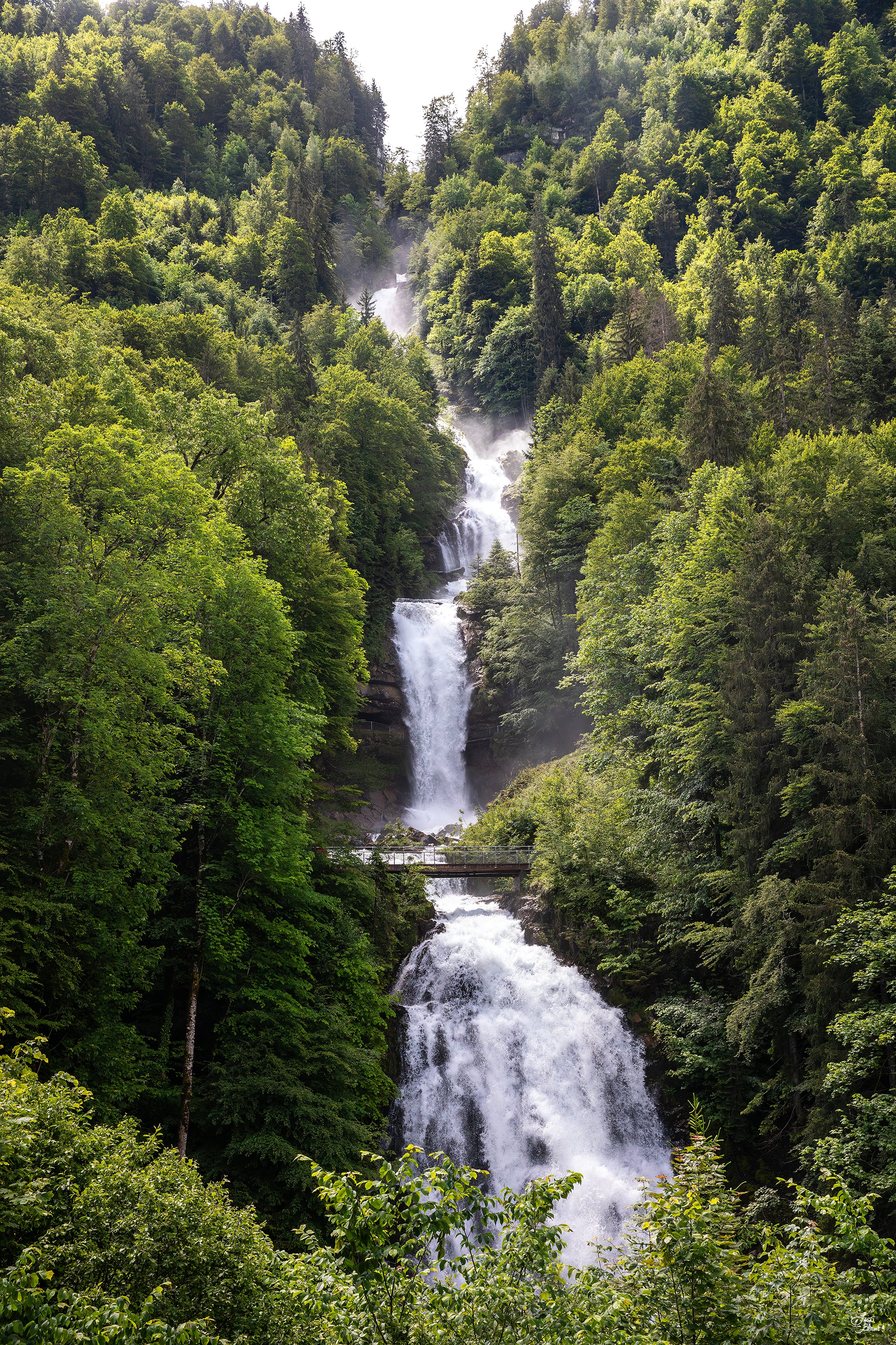 Upper cascades Giessbach Falls Interlaken Switzerland waterfall off Lake Brienz large wall art decor
