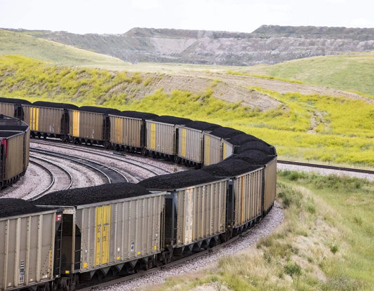 Wyoming coal cars on brushed metal photo art 