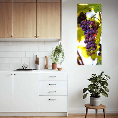 Large art of Purple Grapes featured on kitchen wall