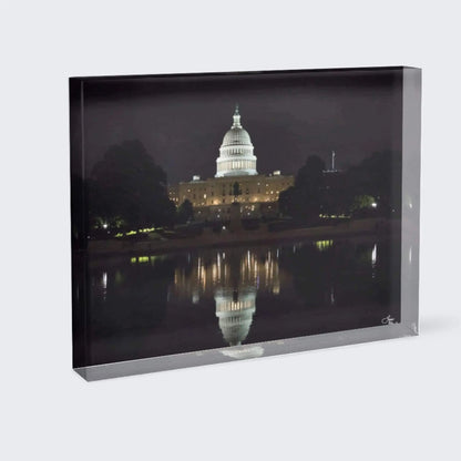US Capitol at night acrylic block shelf decor