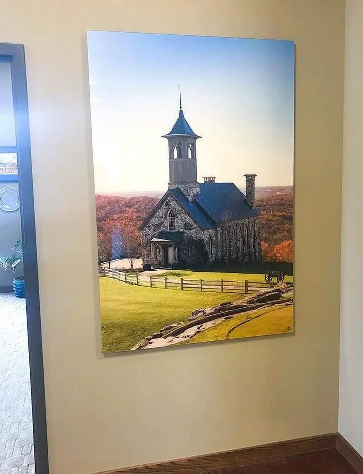40x60 rock church displayed on office wall
