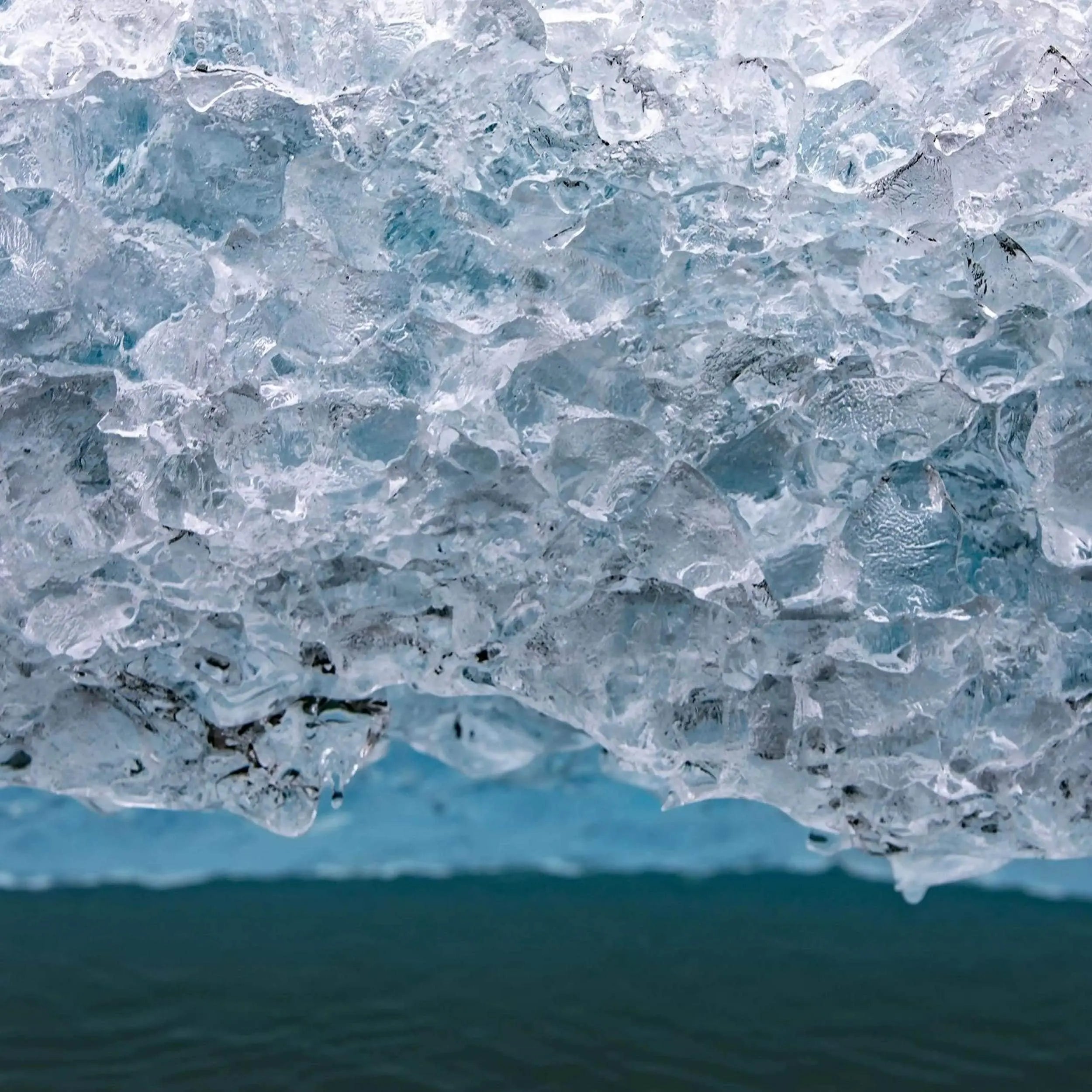 Large square TruLife acrylic upside down iceberg over teal blue water In Alaska by Lisa Blount