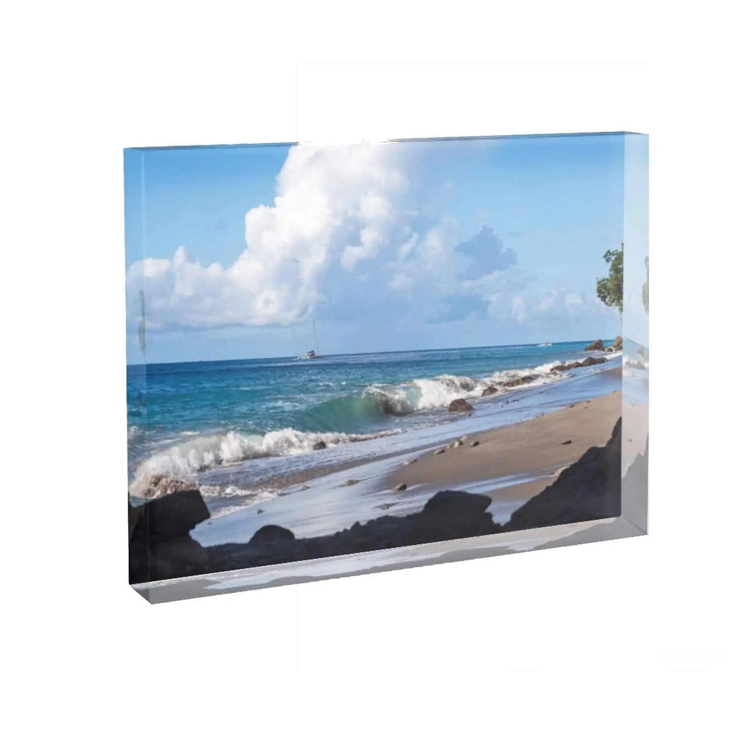 Acrylic block of st lucia beach