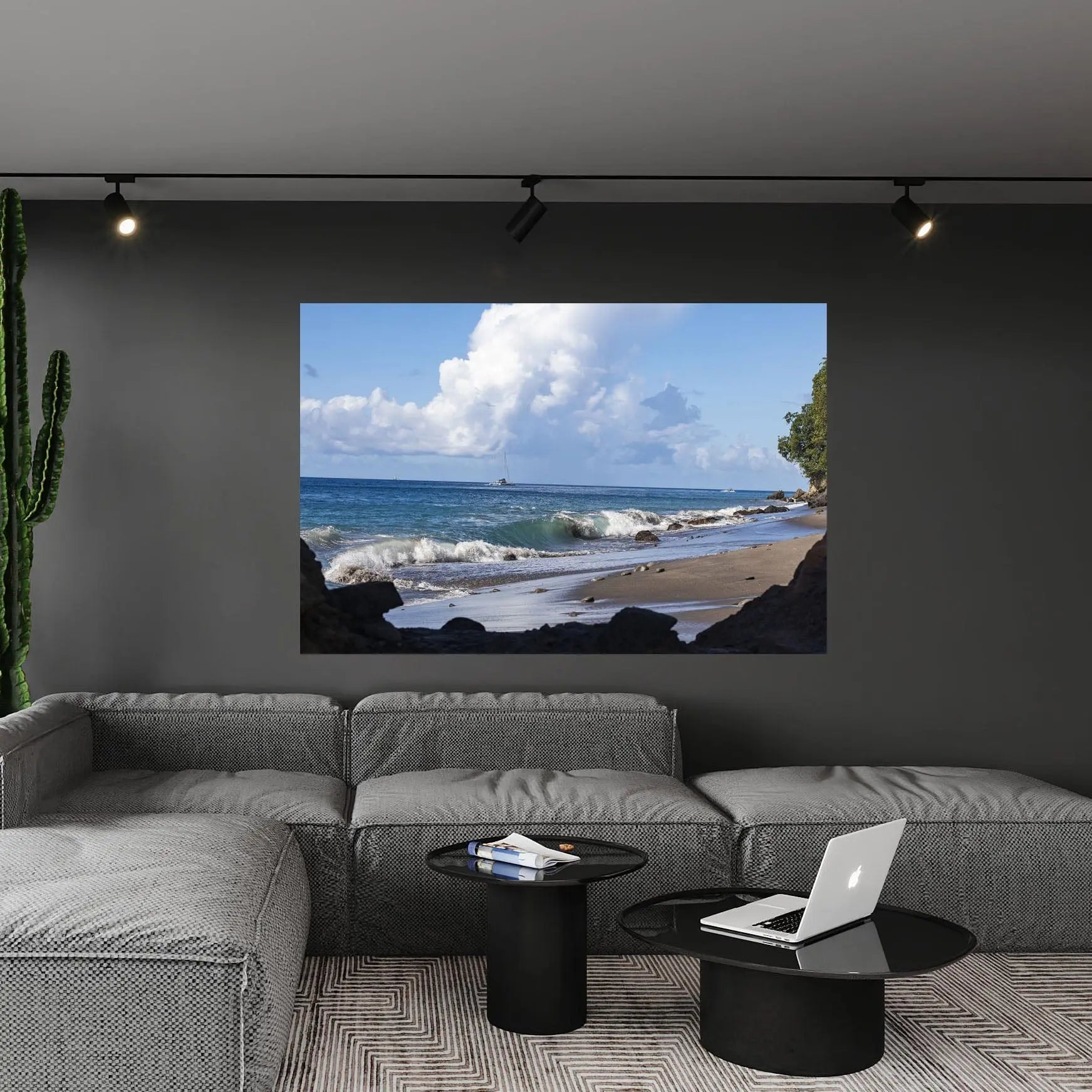 60x40 TruLife Acrylic Metal fine art beach waves crash into sand St Lucia