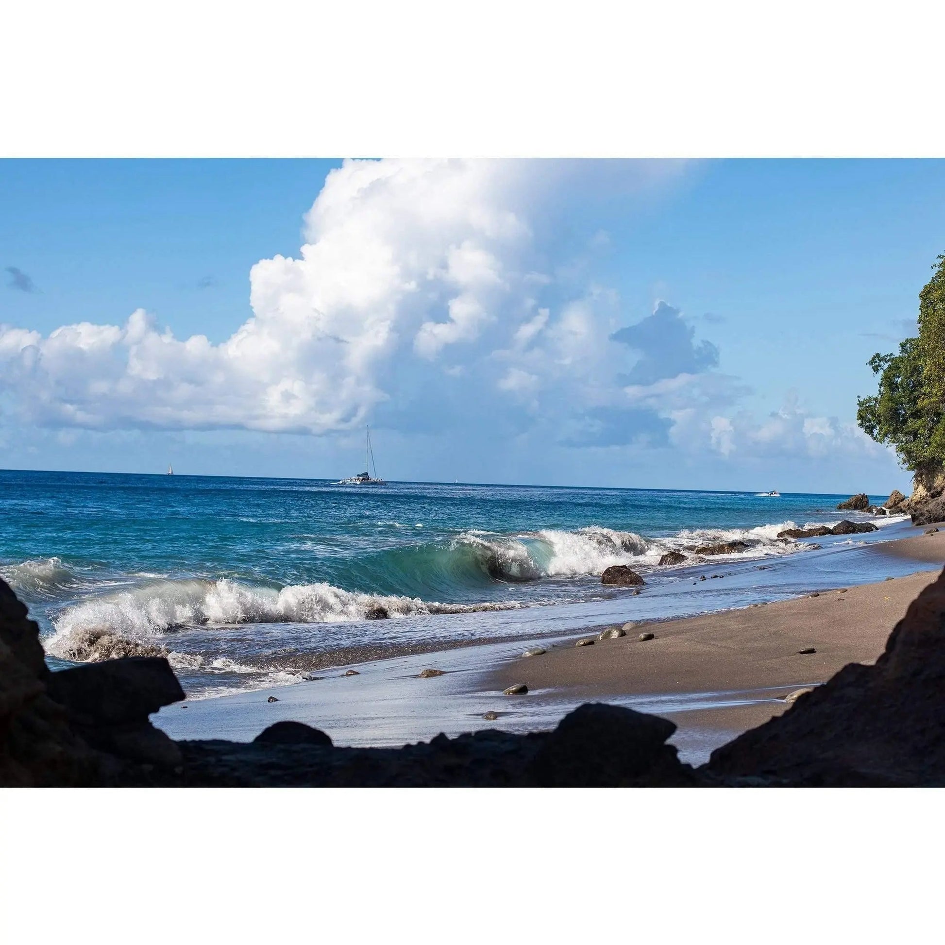 caribbean waves crash on sand