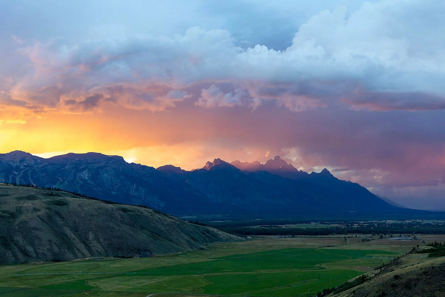 teton mountain sunset rich bright colorful wall art 60x40 grand teton national park trulife acrylic