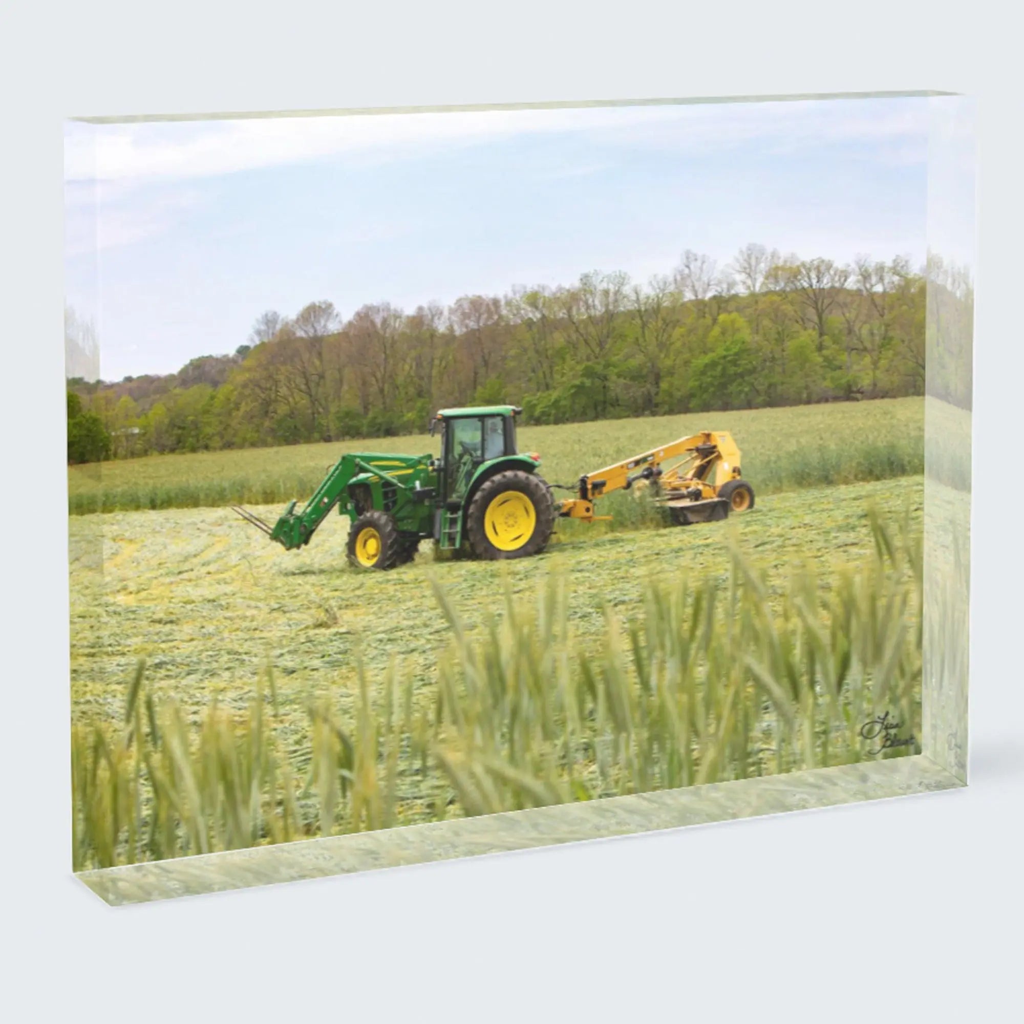 john deere tractor acrylic block art farm life