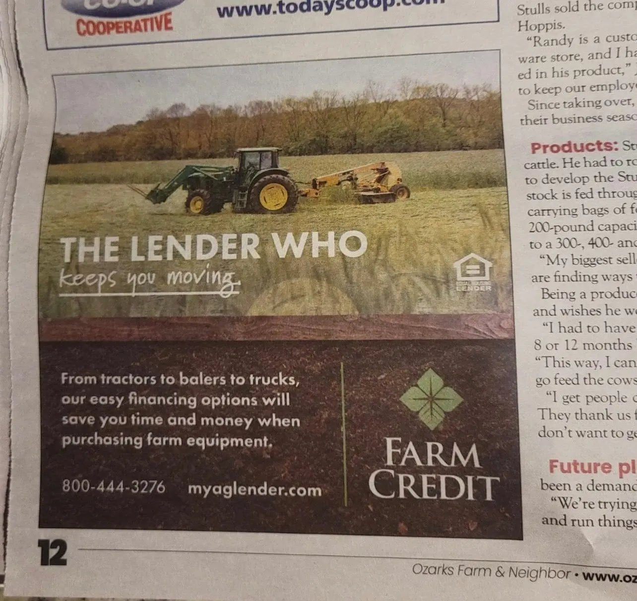 lisa blount fine art used as the advertisement for farm credit in the newspaper