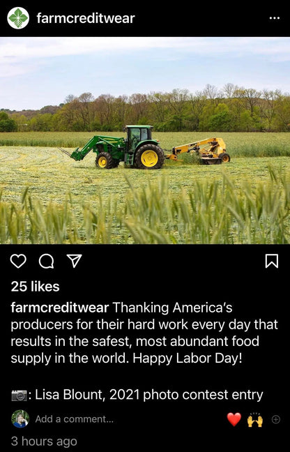 lisa blount photography art with john deere tractor harvesting wheat on farm credits instagram 
