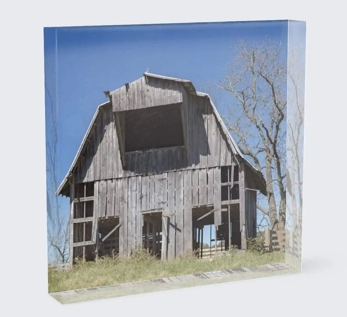 acrylic block of haunted barn in arkansas by Lisa Blount