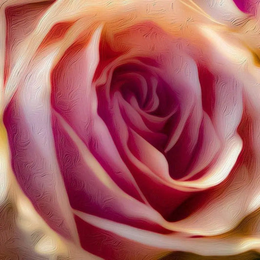 Oil filtered art closeup of a pink rose