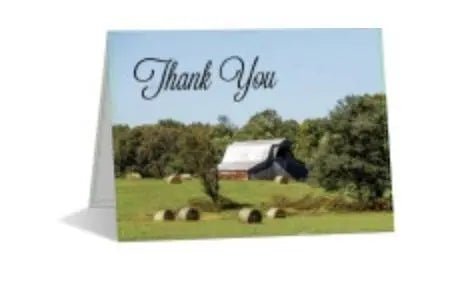 Thank you Barn Linen Note Card - optional outside wording - Lisa Blount Photography