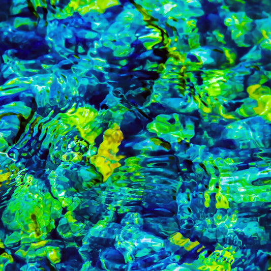 Blue green yellow artistic rocks under water photo Lisa Blount