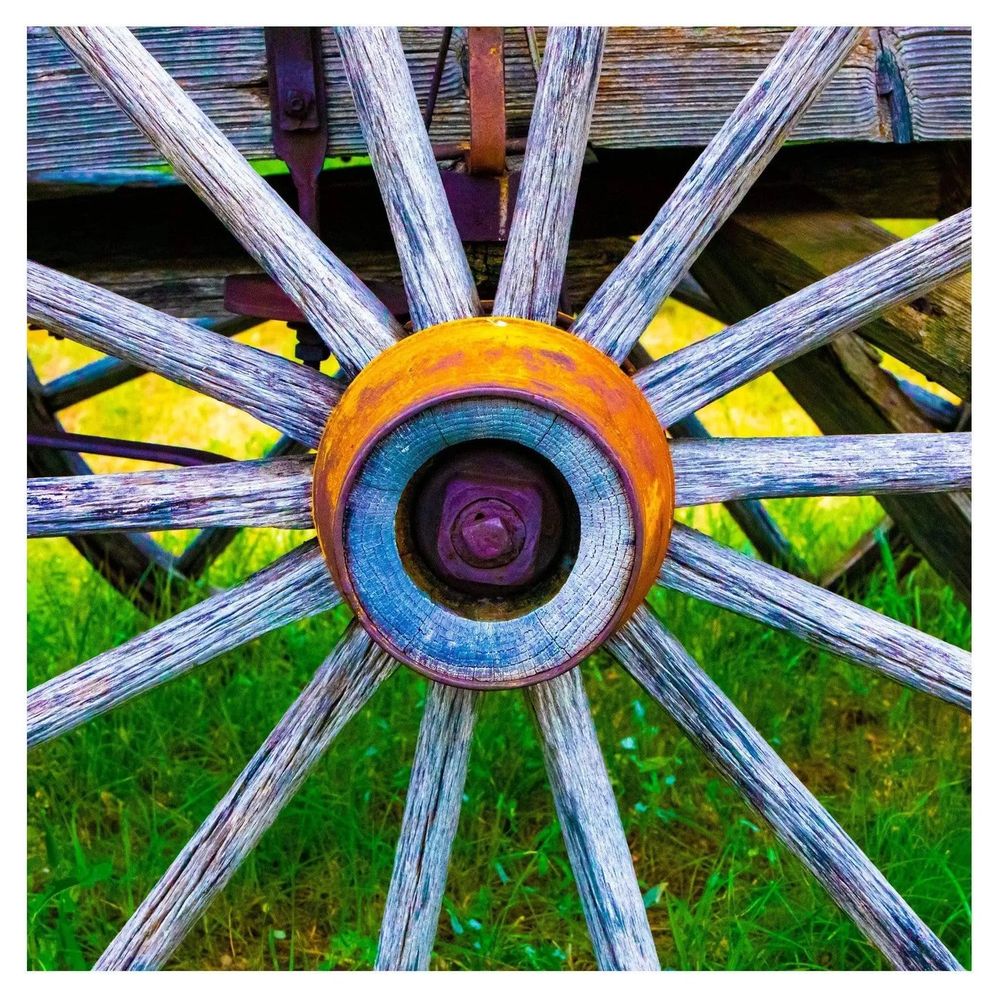 Wagon wheel rainbow photograph wall decor