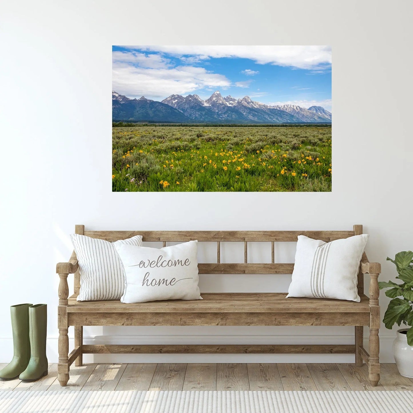 large fine art wall decor grand tetons wyoming yellow flowers