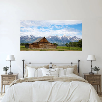 iconic TA moulton barn of teton county mormon row wyoming fine art hanging white wall bedroom rustic decor