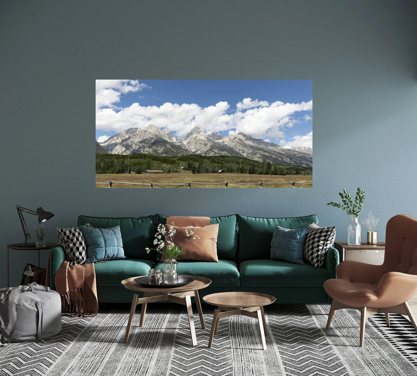 grand tetons majestic fine art photography displayed in a room view
