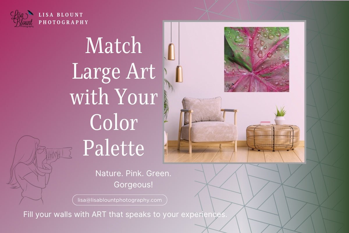 Discover 5 different types of art to match large art with your color palettes.   Tips for using large fine art photography in your decor.