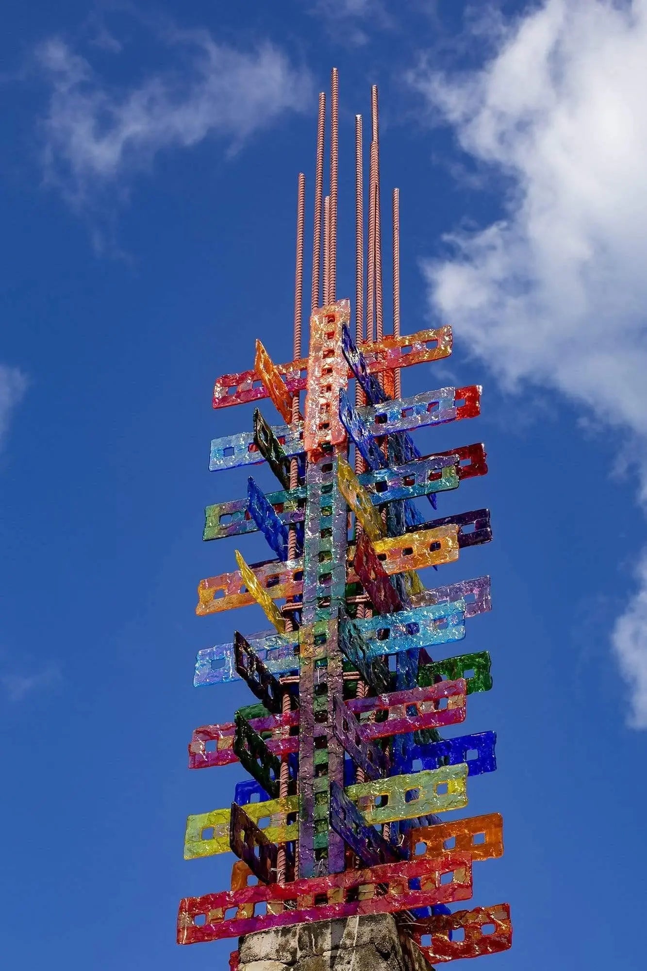 Art of art photography of glass tiles that look like a filmstrip stacked on each other in nature
