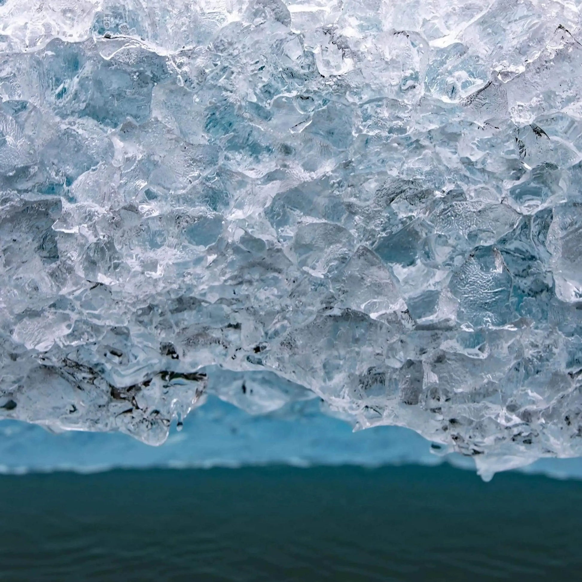Large square TruLife acrylic upside down iceberg over teal blue water In Alaska by Lisa Blount