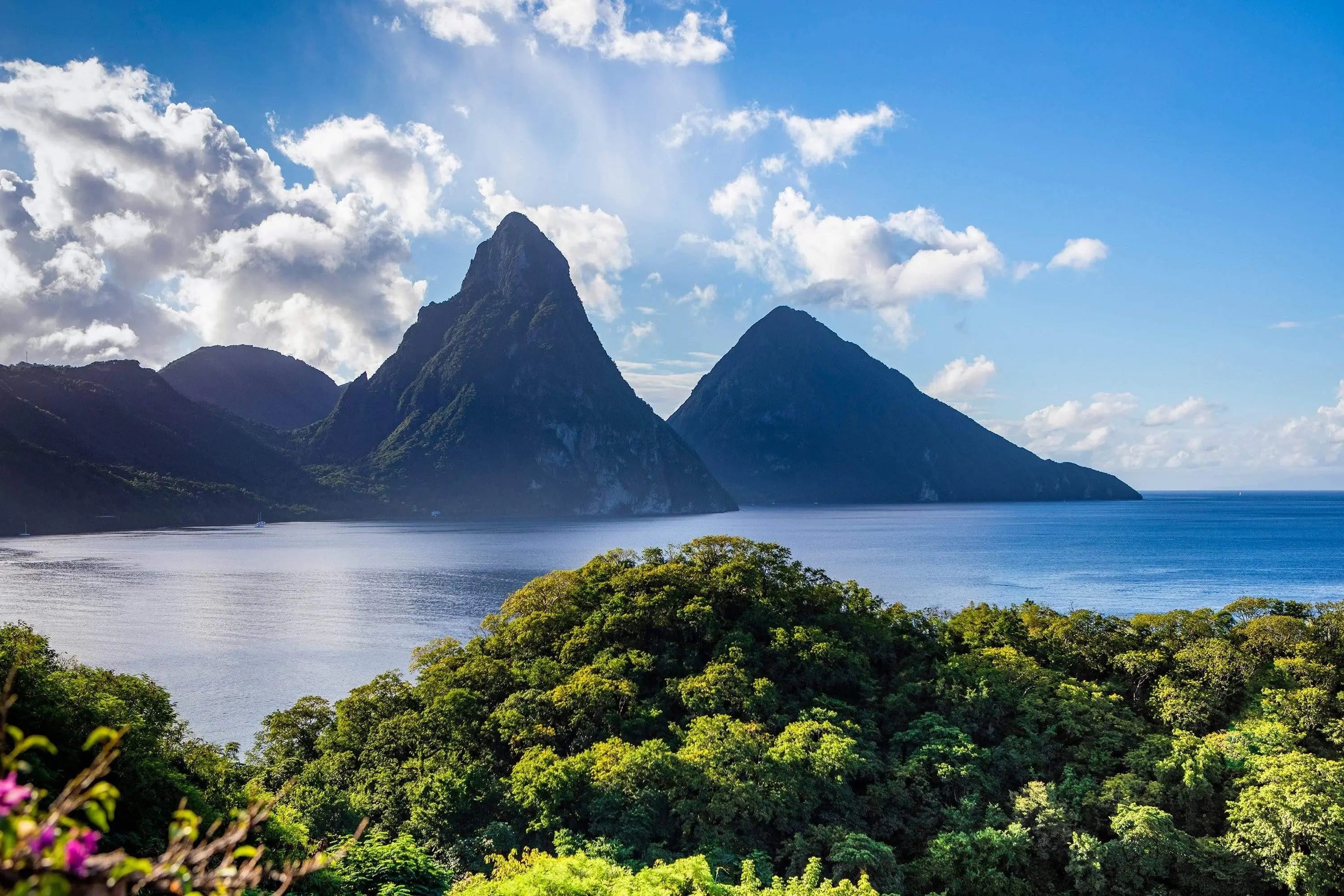St Lucia Pitons fine art photography – tropical Caribbean mountain seascape for luxury coastal and travel-inspired interiors