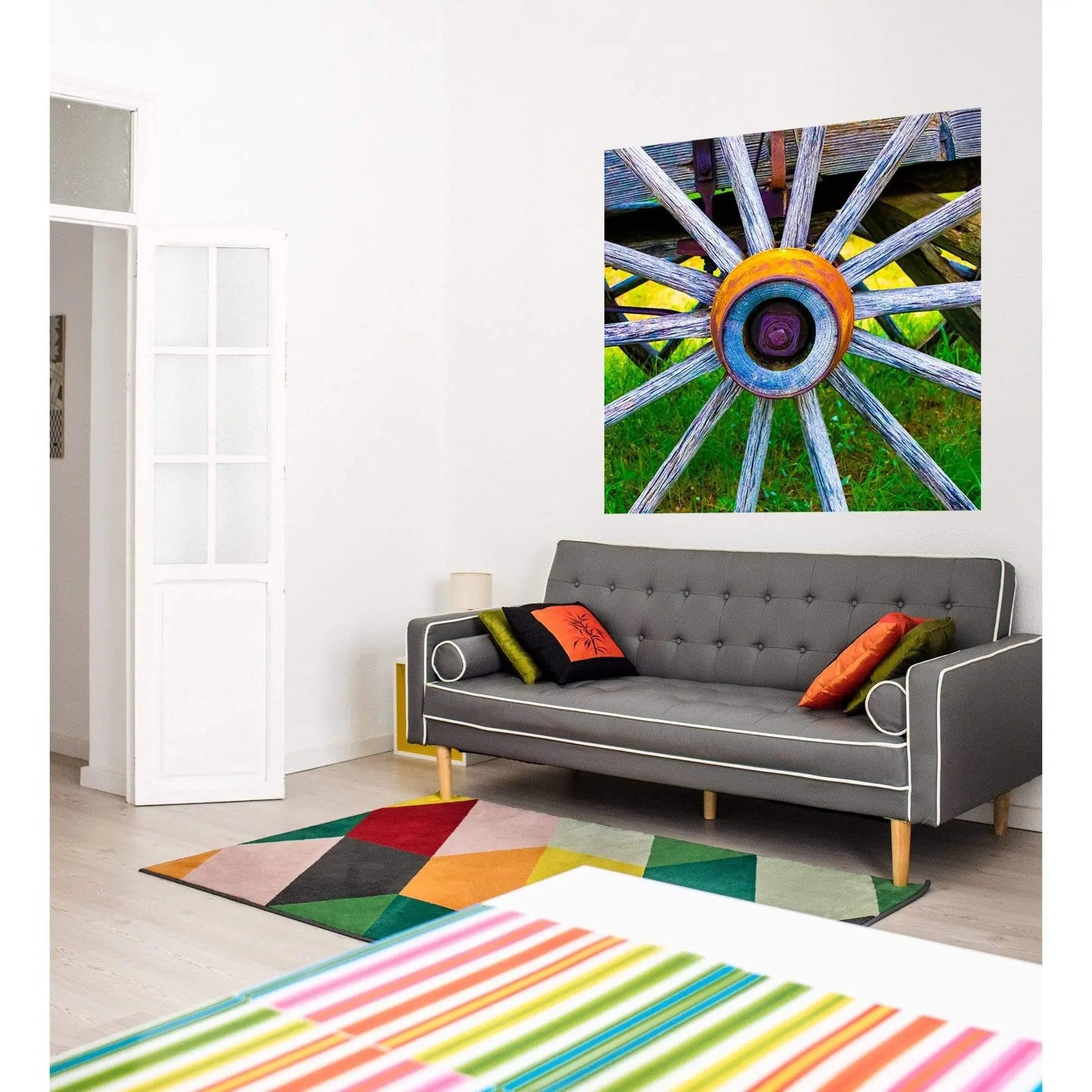 Wagon wheel art wall display photography