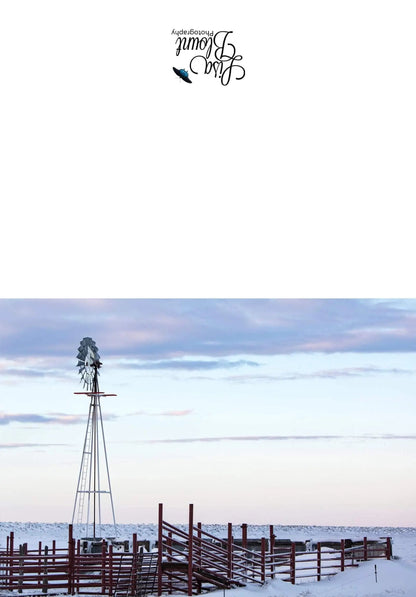 Rustic Winter Windmill Greeting Note Card Lisa Blount Photography
